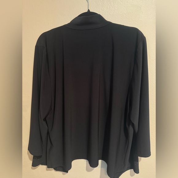 R&M Richards Black Open Cardigan with Black Faceted Sparkly Embellishments USA - Picture 2 of 6
